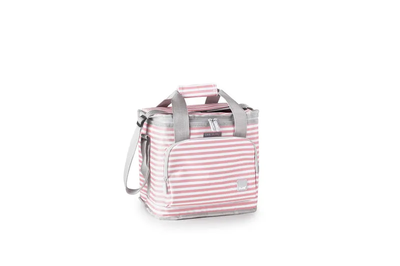 Kühltasche Biarritz Rosa/Weiss Gestreift 15 L.