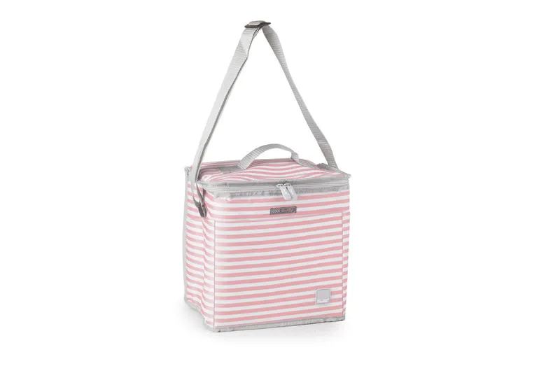 Kühltasche Biarritz Rosa/Weiss Gestreift 10 L.