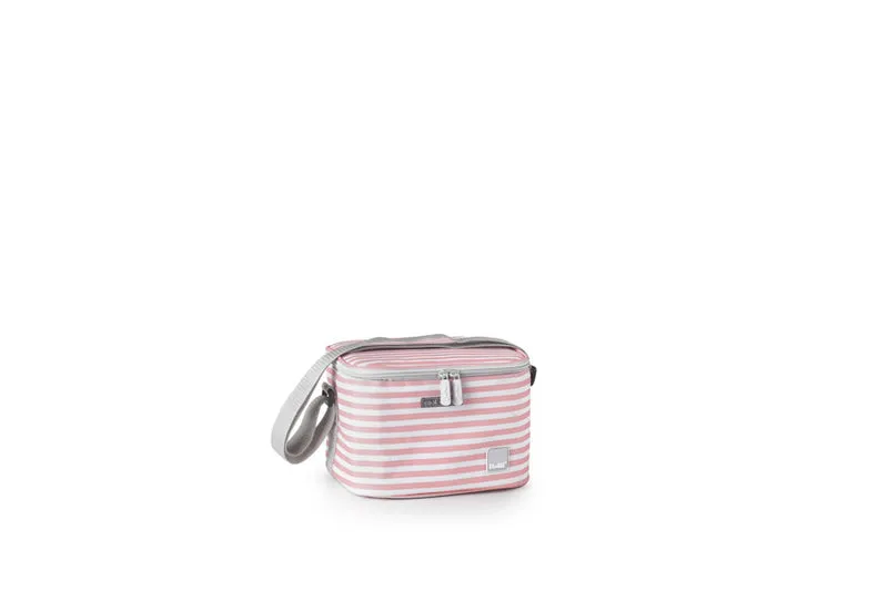 Kühltasche Biarritz Rosa/Weiss Gestreift 5 L.