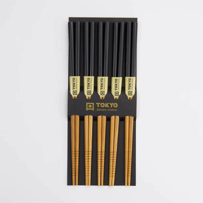 Essstäbchen Chopsticks Bambus black 5 Paar