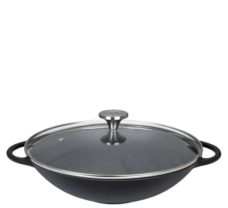 Wok Set 30cm m Glasdeckel schwarz Provence