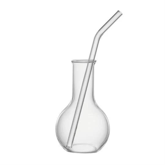 Mix Drink Gläser Labor 300 ml mit Glastrinkhalmen 23 cm 2er-Set