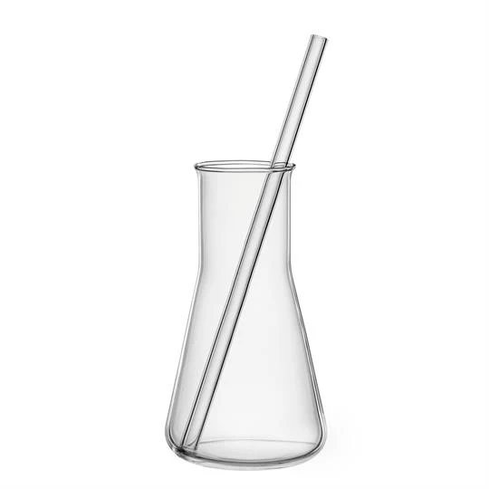Gin Tonic Gläser Labor 400 ml mit Glastrinkhalmen 23 cm 2er-Set
