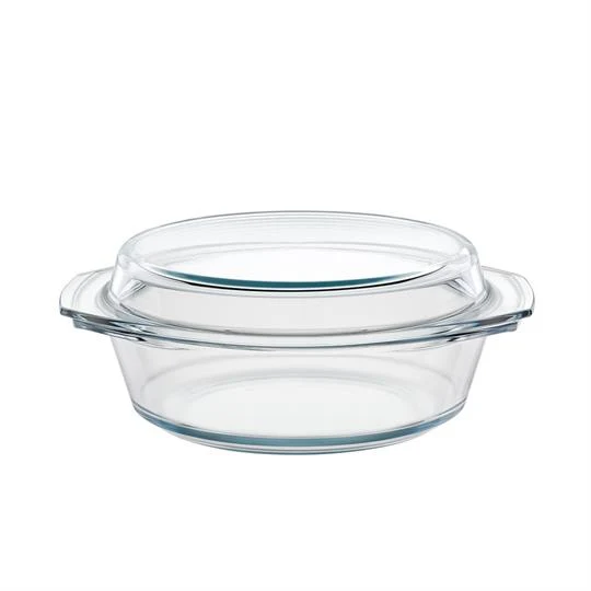 Kasserolle Bräter rund mit Deckel Glas 228x102mm 2l.