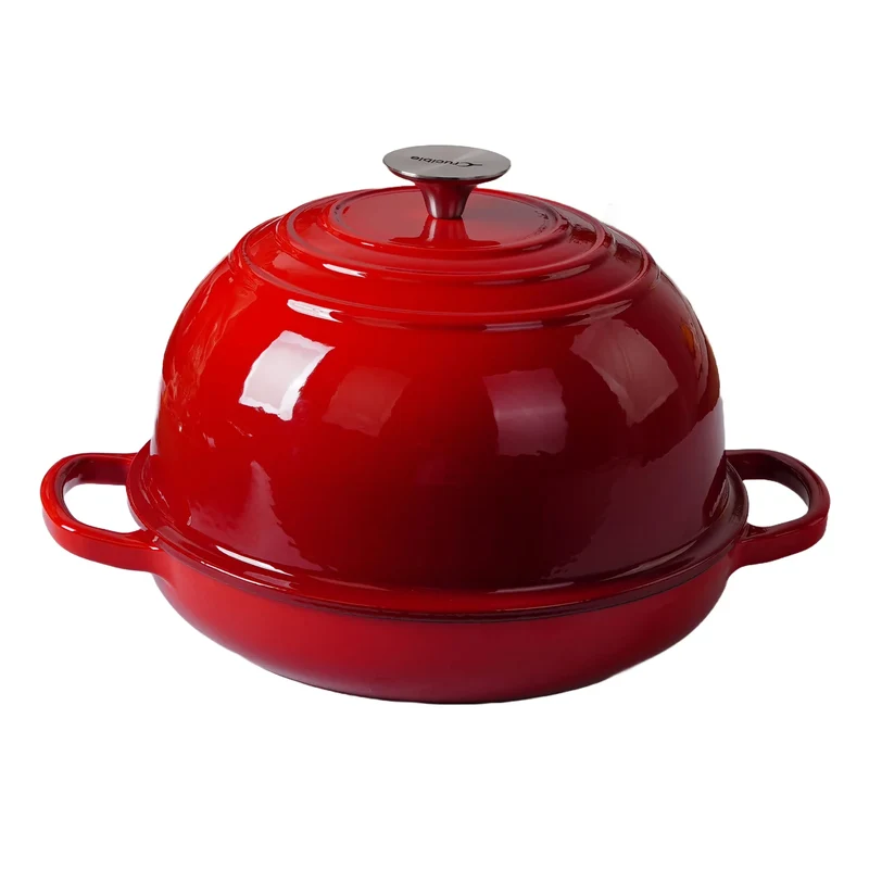 Brotbackform Gusseisen emailliert rot rund d. 26 cm