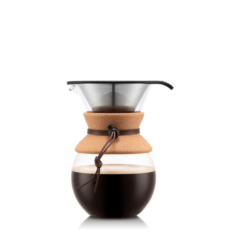 Kaffeebereiter Pour over mit Edelstahl Kaffeefilter und Korkmanschette, 8 Tassen, 1.0 l