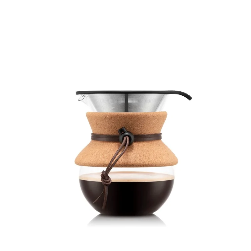 Kaffeebereiter Pour over mit Edelstahl Kaffeefilter und Korkmanschette, 4 Tassen, 0.5 l