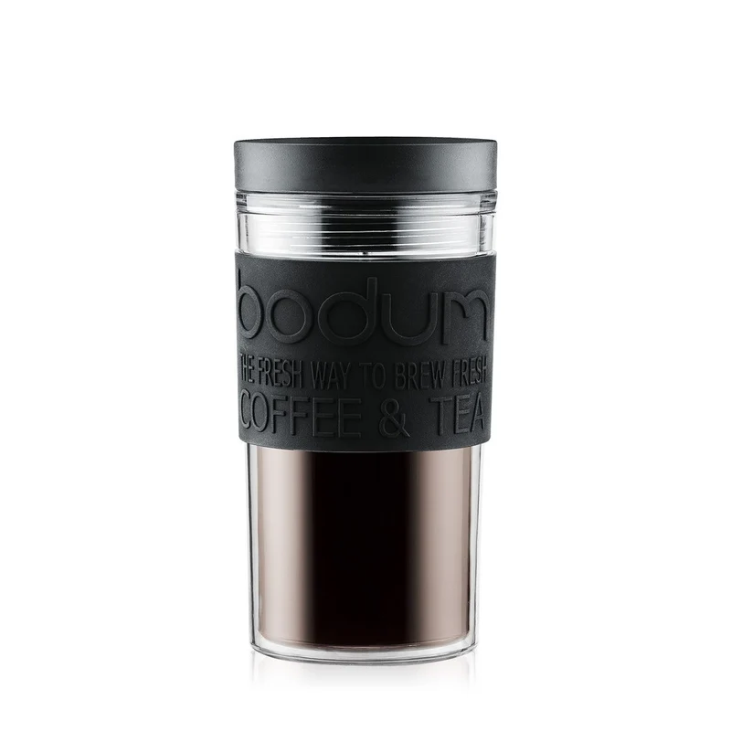 Trinkbecher Travel Mug schwarz doppelwandig, Kunststoff, 0.35 l