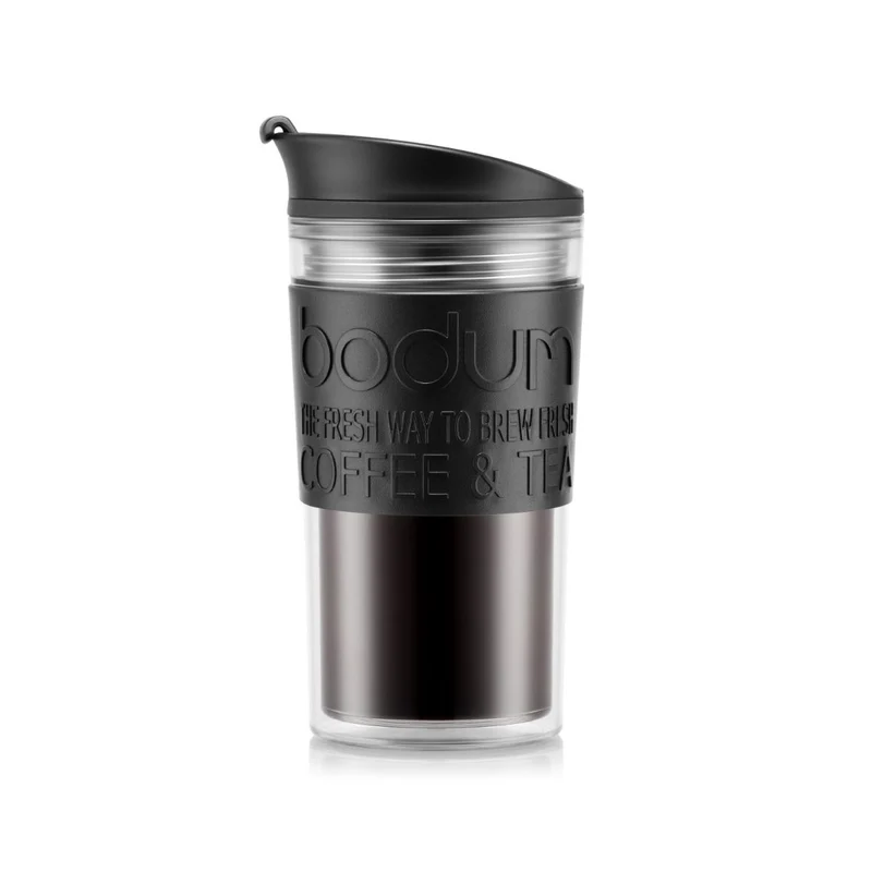 Trinkbecher Travel Mug schwarz doppelwandig, Kunststoff, 0.35 l
