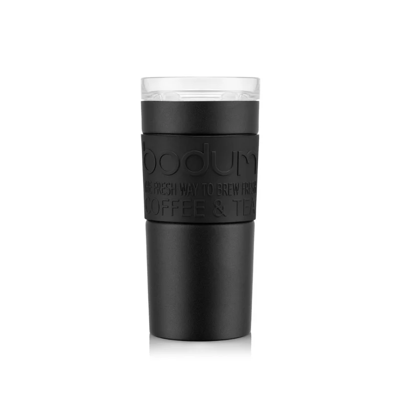 Trinkbecher Travel Mug schwarz doppelwandig, Edelstahl 0.35 l