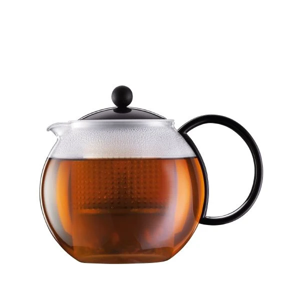 Teebereiter Assam schwarz mit Kunststoffsieb und Kunststoffdeckel, 1.0 l