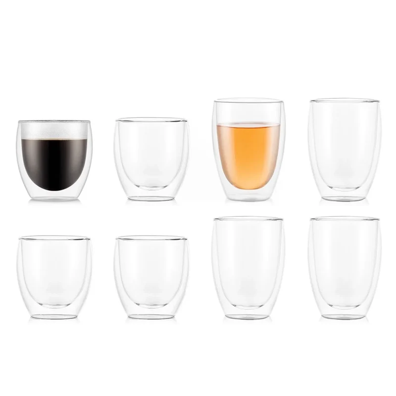 Glas 8er Set Pavina doppelwandig, 4x 0.25 l + 4x 0,35 l Transparent