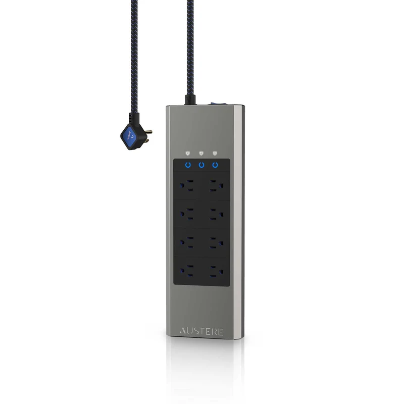 Austere V Series 8 Outlet Surge Protector with Omniport USB - Silver/Black