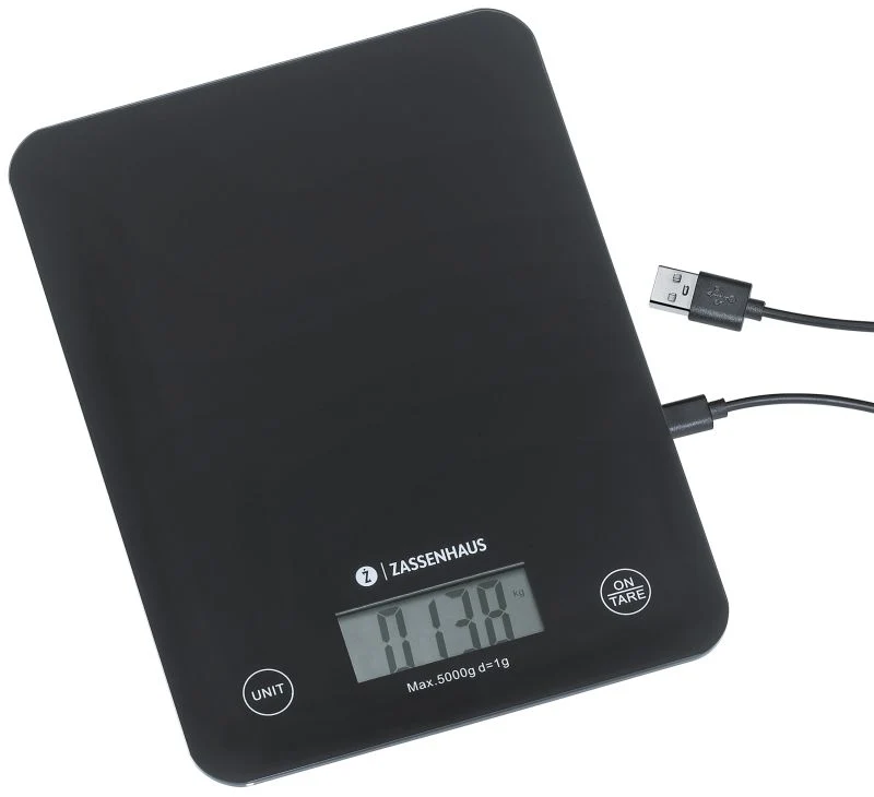 Küchenwaage digital USB schwarz Balance