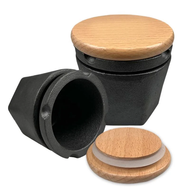 Handmörser aus Gusseisen mit Holzdeckel