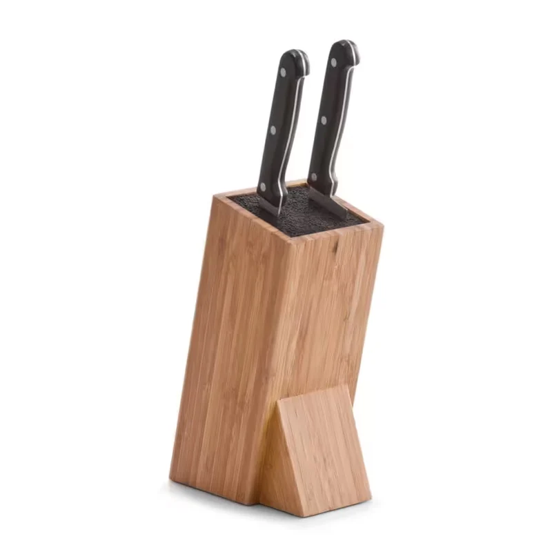 Messerblock m. Borsteneinsatz, Bambus/Kunststoff 15,5 x 10,5 x 25,5 cm
