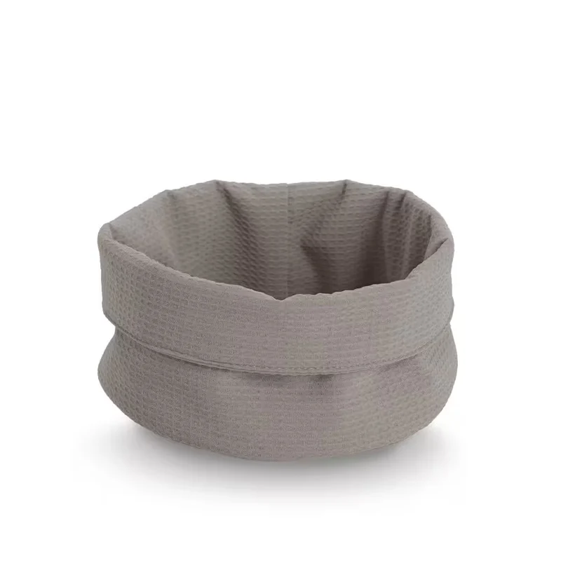Aufbewahrungskorb, Waffelpiqué, Polyester, taupe Ø 25 x 13 cm