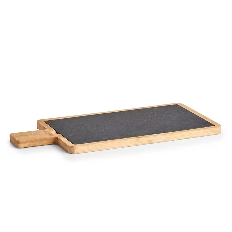 Servierbrett mit Griff, Bambus/Schiefer 40 x 19 x 1,5 cm
