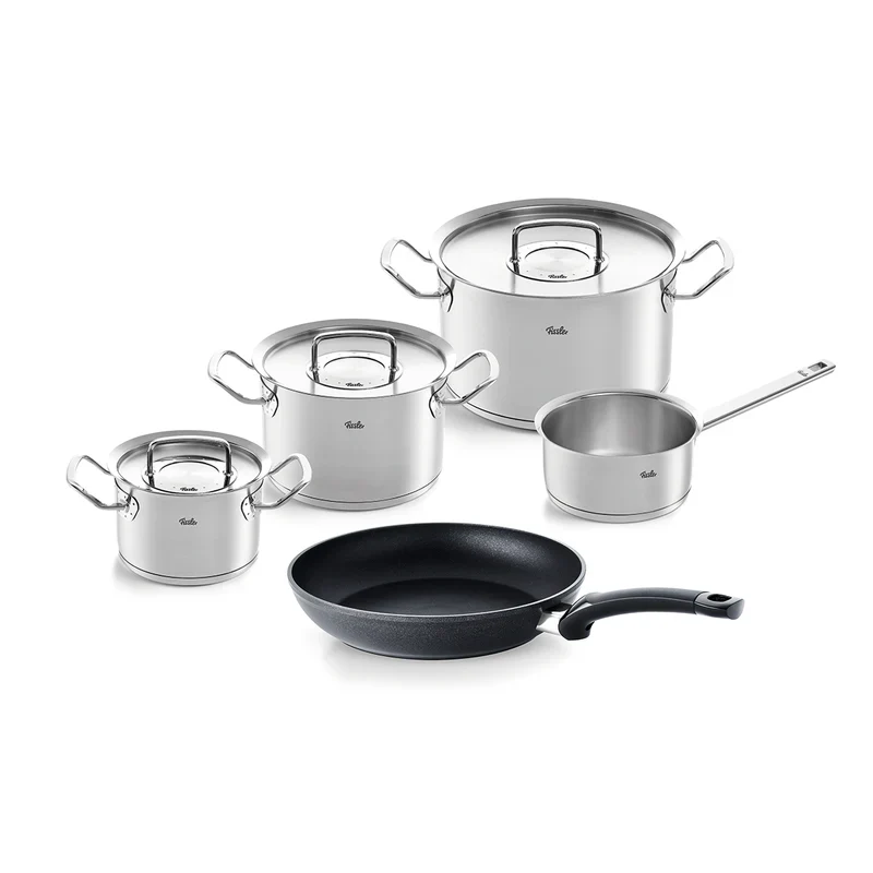 Topfset 5tlg mit Metalldeckel aus Kochtöpfen, Stielkasserolle und Levital Classic Pfanne