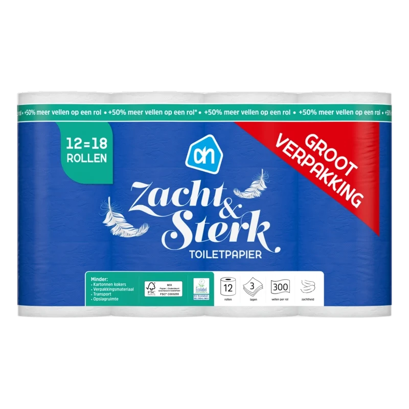 Toiletpapier zacht 3-laags 12=18 rollen