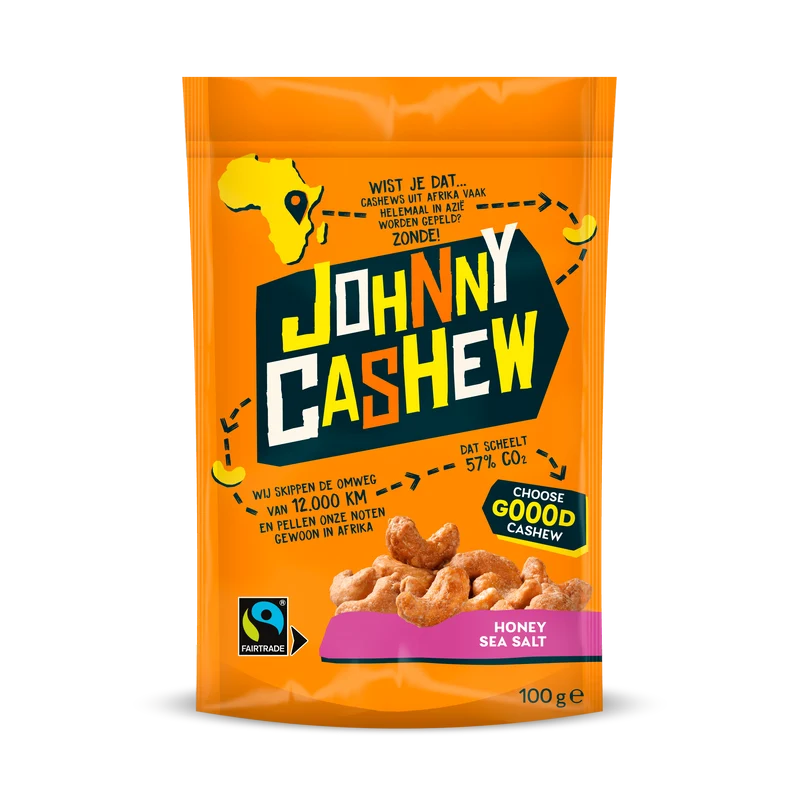 Johnny Cashew Honing Zeezout 100g