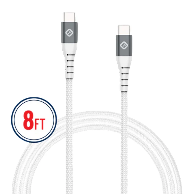 TekYa 240 Watts High Capacity USB-C to USB-C Braided Cable - White