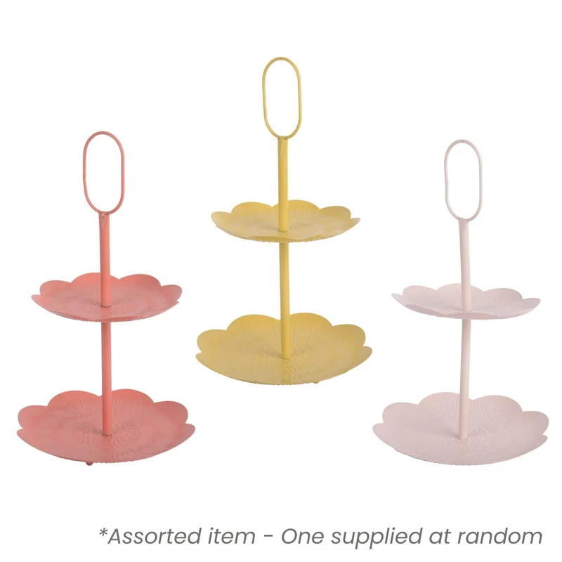 Metal 2‑Tier Cake Stand Assorted - One Supplied*