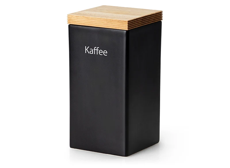 Vorratsdose schwarz mit Holzdeckel 10 x 10 x 20,5 cm, 1200 ml