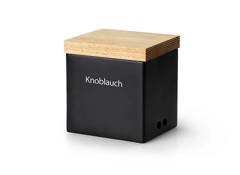 Vorratsdose schwarz mit Holzdeckel 14 x 12 x 15,5 cm