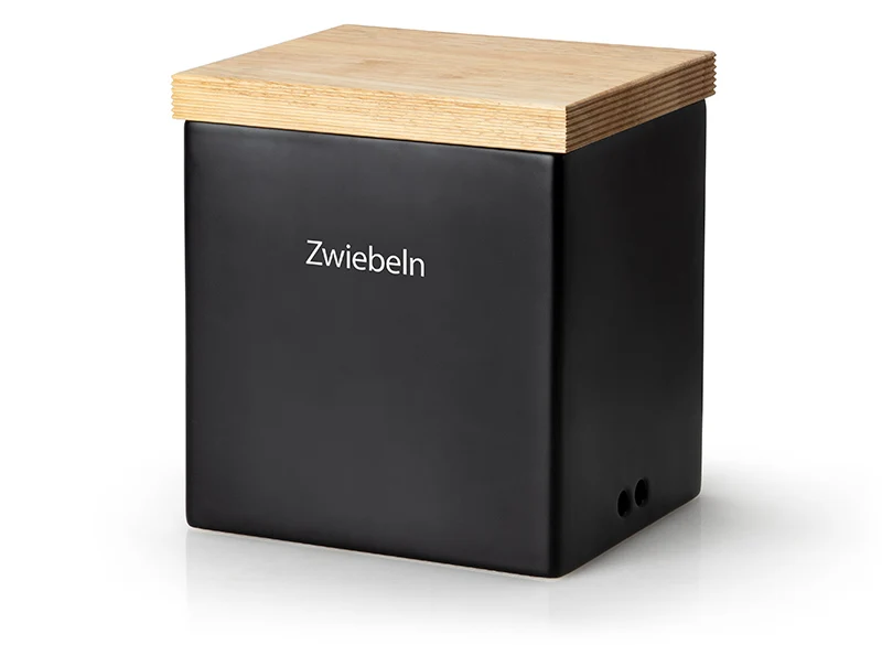 Vorratsdose schwarz mit Holzdeckel 18 x 15,5 x 20 cm