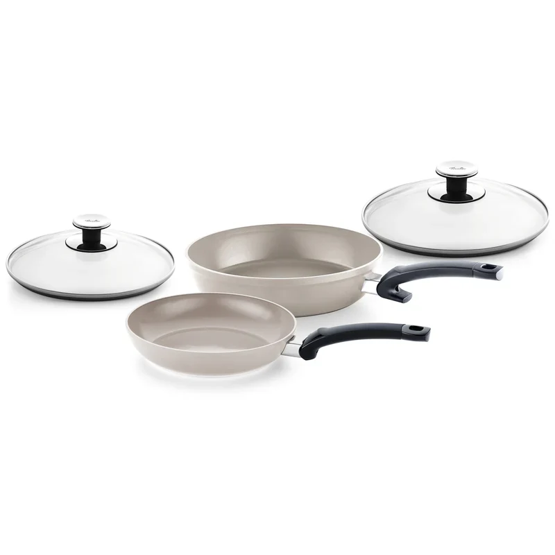 Pfannen-Set 24cm Classic+28cm Comfort + 2 Glasdeckel Ceratal