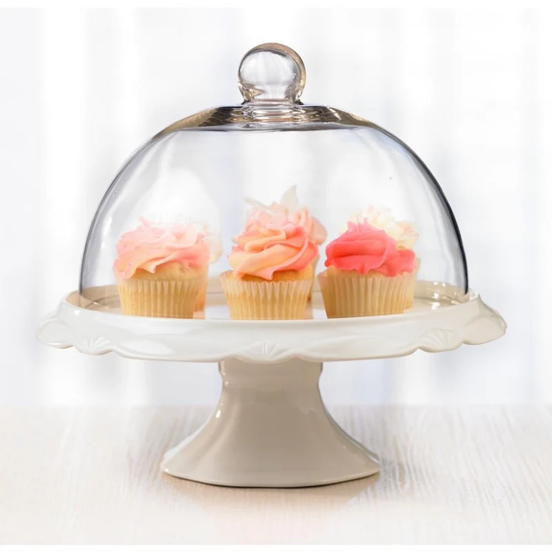 Bianco Brilliant Pedestal Cake Plate and Dome, 25cm