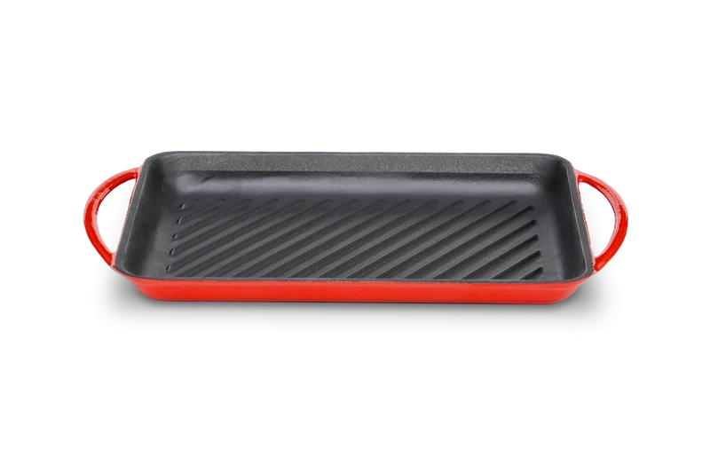 Grillpfanne Gusseisen rechteckig 39,5x22cm ofenrot