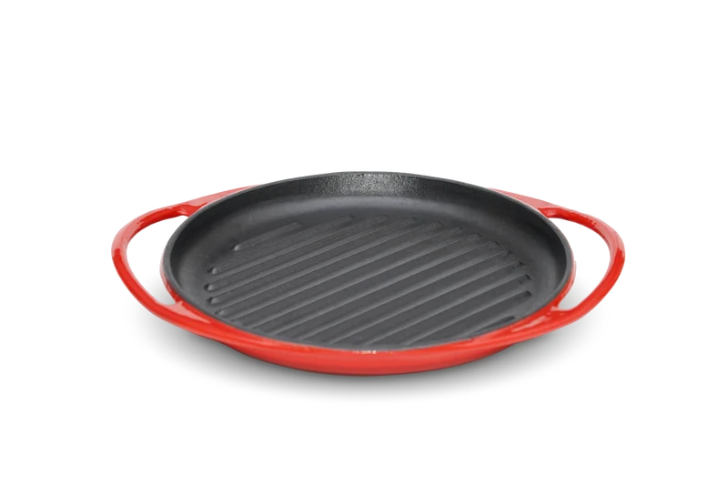 Grillpfanne Gusseisen rund 26 cm ofenrot