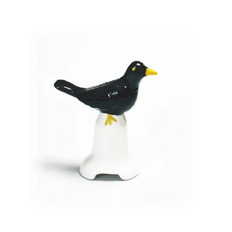 Pie Bird Amsel Kuchenlüfter, Pastetenlüfter Keramik Schwarz/Weiß