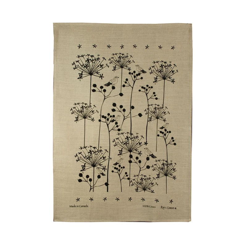 Rain Goose Linen Tea Towel Berry Bird