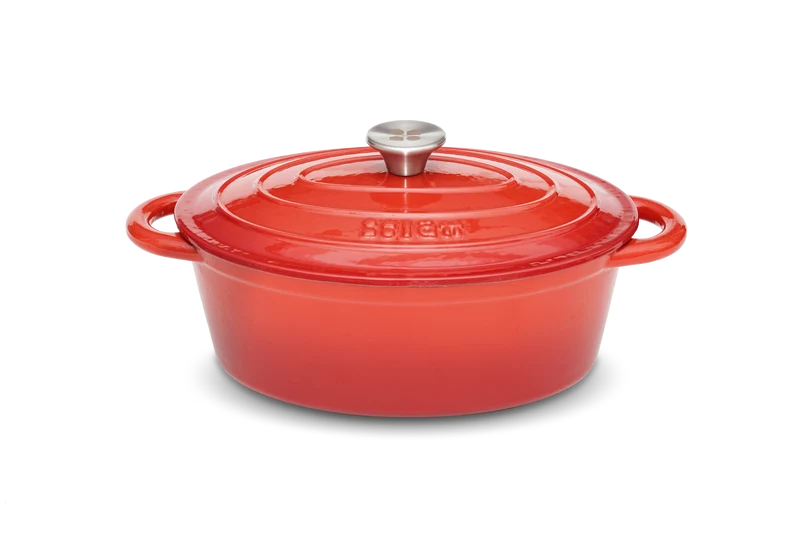 Bräter Gusseisen oval 29 x 21 cm 3,85 L in kirschrot