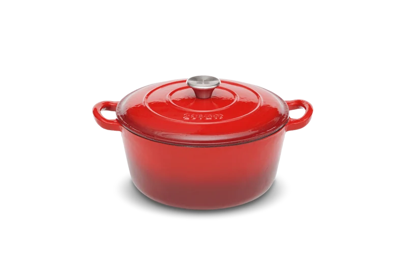 Bräter Gusseisen rund 26 cm 4,8 l. kirschrot