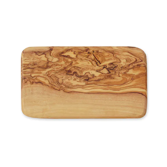 Frühstücksbrett abgerundete Ecken Länge 22x13cm Olivenholz
