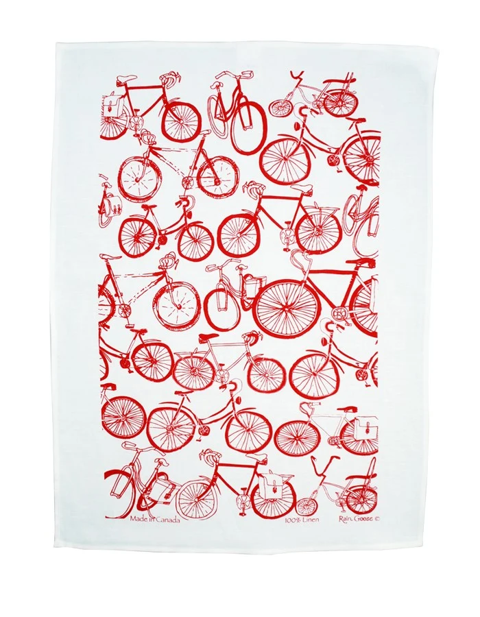 Rain Goose Linen Tea Towel Bike