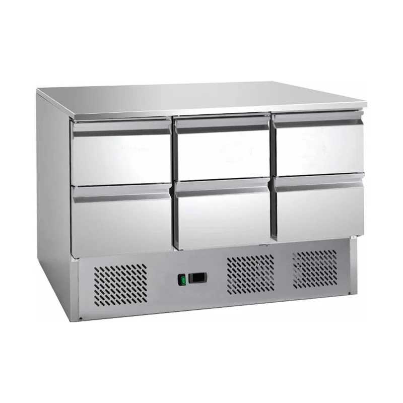 Saladette mit eingebauter Kühlung – 6 Schubladen – Volumen: 164 Liter – 1365 x 700 x 850 mm