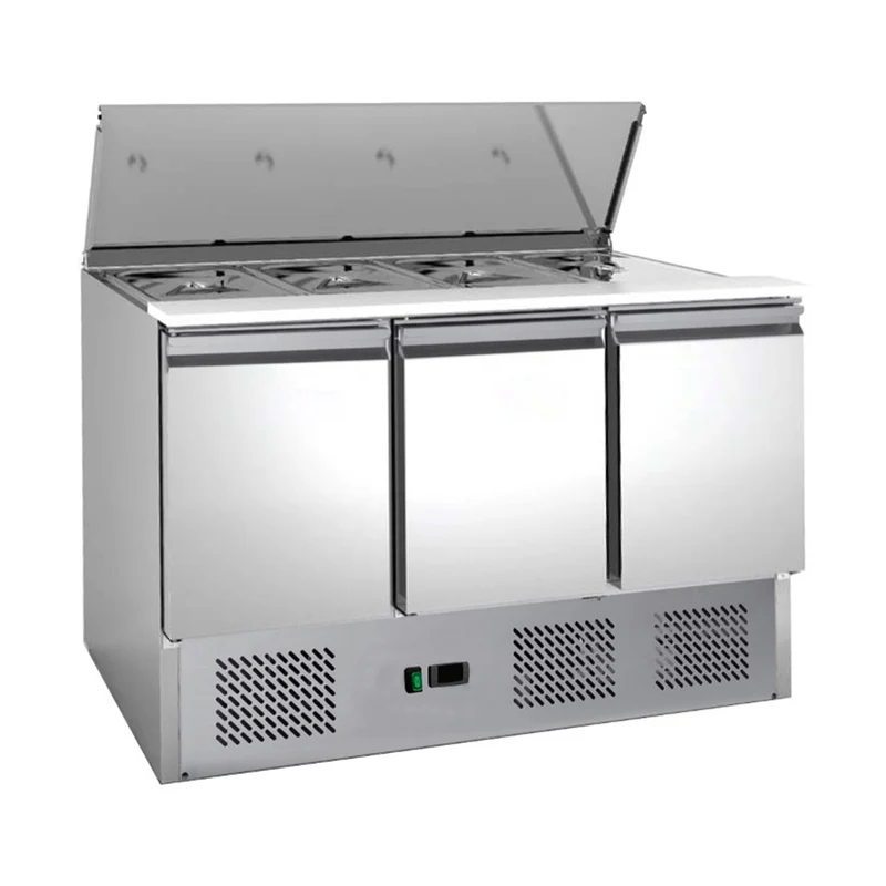 Saladette mit eingebauter Kühlung – 3 Türen – Volumen: 333 Liter – 1365 x 700 x 875 mm