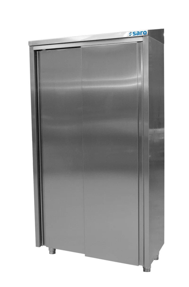 Saro Edelstahlhochschrank 2 Schiebetüren, Breite 1000mm