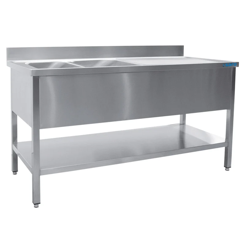 Saro Spültisch 2 Becken, links - B 1600 x T 600 mm