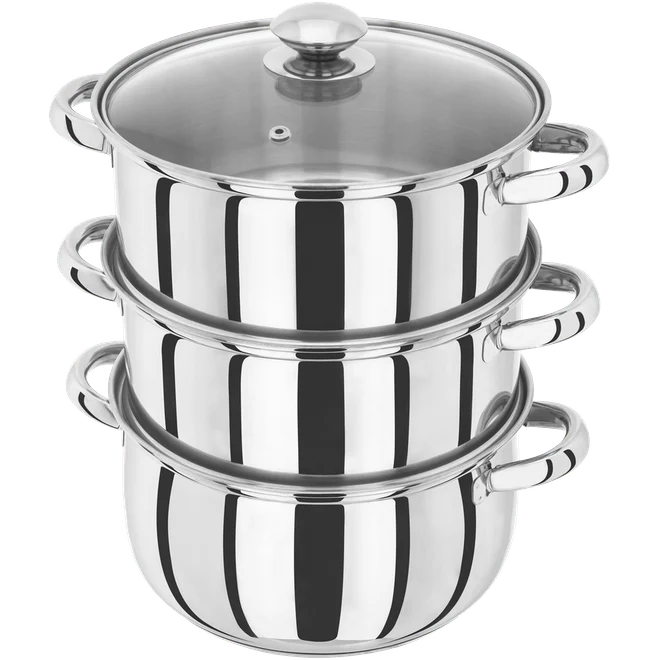 Judge Essentials, 22cm 3 Tier Glass Lid Steamer Set