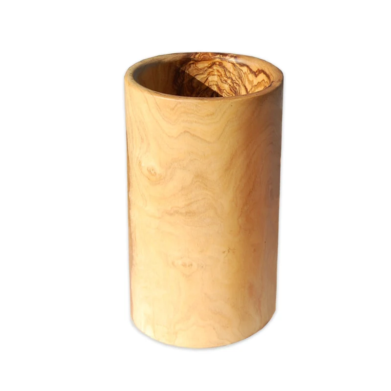 Utensilien-Behälter Rund H. ca. 18cm ø 10 cm Olivenholz