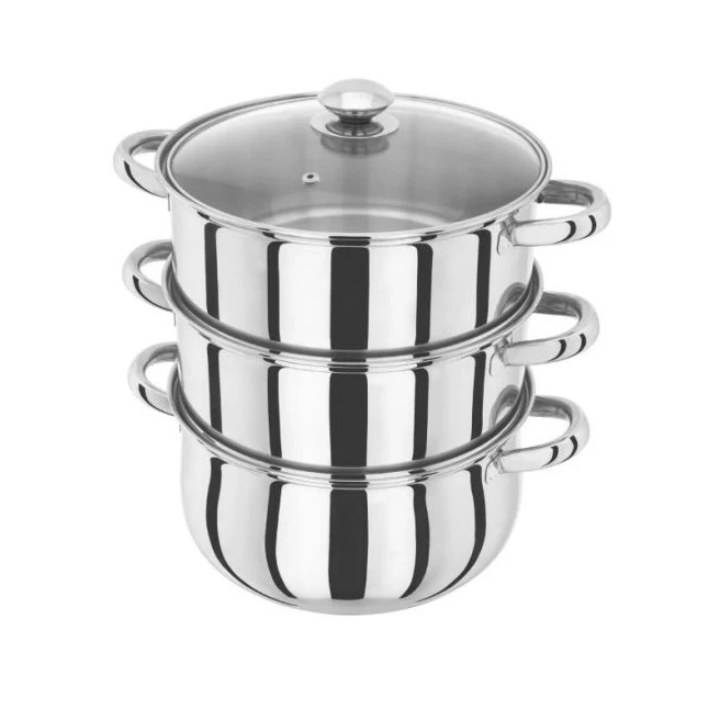 Judge Essentials, 24cm 3 Tier Glass Lid Steamer Set