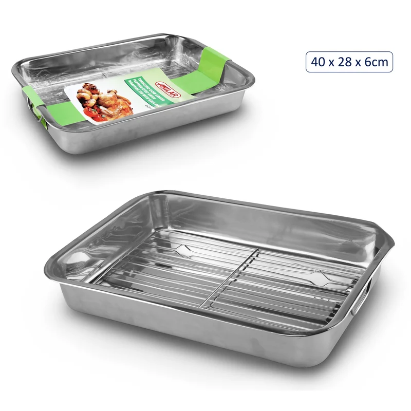 Anilar Stainless Steel Roasting Tray & Rack – 40 x 28cm