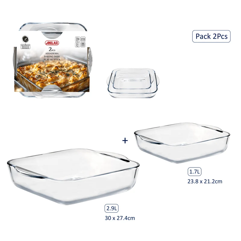 Anilar 2-Piece Square Roaster Set – 2.9L & 1.7L