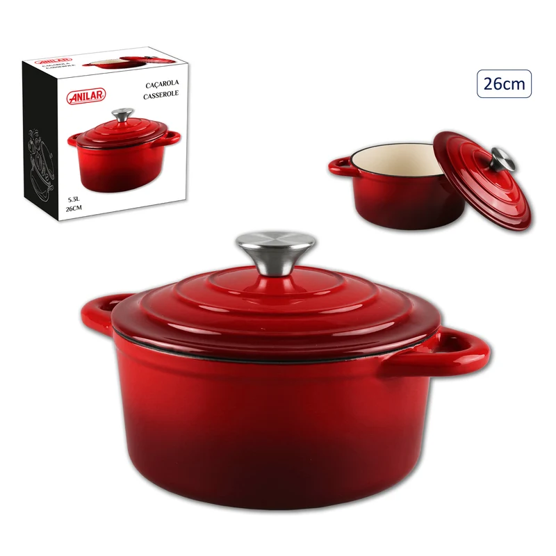 Anilar Red Cast Iron Casserole – 26cm
